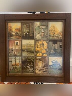 Vintage B. Mitchell HOMCO Home Interiors Fall Harvest Pumpkin Farm Print Wall Ar